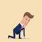 Businessman ready to sprint. Vector illustration