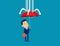 Businessman and red umbrella protection. Concept cute business vector illustration, Shielding, Investor