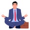 Businessman relaxing. Calm man sitting in lotus pose