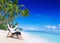 Businessman Relaxing on an Idyllic Palm Fringed Beach
