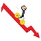 Businessman Riding Falling Chart