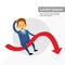 Businessman Riding Financial Graph Red Arrow