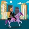 Businessman riding money horse cartoon vector