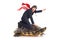 Businessman riding a turtle