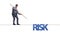 The businessman in risk concept walking on tight rope