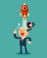 Businessman with rocket ship launching from his head