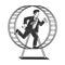 Businessman run in the hamster wheel sketch vector