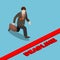 Businessman run to deadline isometric vector