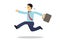 Businessman running with a briefcase. Concept of urgent businessman