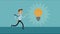 businessman running with bulb character