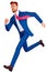 Businessman running fast with a waving necktie. Late business person rushing in a hurry to get on time. 3d rendering