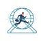 Businessman running on hamster wheel. Hard work. Routine work