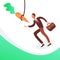 Businessman running hanging carrot business motivation goal concept flat man cartoon character full length