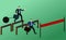 Businessman running and jump obstacle with unfair