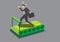 Businessman Running on Money Treadmill Vector Illustration