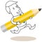 Businessman running with pencil