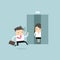 Businessman running to elevator and elevator is closing vector