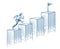 Businessman running up stairs. Man walking to target. Success career and business opportunity hand drawn vector concept