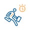 Businessman rushing to work with a clock icon. Vector illustration for concepts of business, projects, deadlines, time