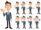 Businessman`s gestures and expression _ Nine types of whole body