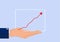 Businessman`s hand holding transparent financial growth diagram, business concept