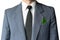 The businessman\'s photo in a suit with a leaf in a pocket