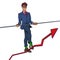 Businessman and sales growth charts. A man like an acrobat. Economics and Finance