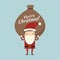 Businessman santa claus with gift bag