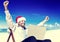 Businessman Santa Hat Beach Summer Concept