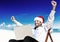 Businessman Santa Hat Beach Summer Concept