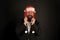 Businessman Santa in jacket. Christmas party concept. Feeling warmth. Funny winter hat. Business santa wish you