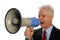 Businessman screaming with a megaphone