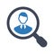 Businessman search icon. find employee