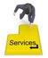 Businessman Selecting Services Shows Help Desk And Biz