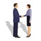 Businessman shaking hands with businesswoman.