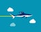 Businessman shark rides, Concept business vector illustration, Flat cartoon character style design, animal , speed, transportation