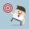 Businessman shoot target, flat design.