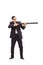 Businessman shooting with a rifle