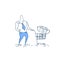 Businessman shopping cart winner cup prize number one concept on white background sketch doodle