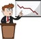 Businessman Showing Declining Company Graph Color Illustration