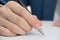 Businessman signing documents