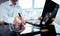 Businessman signs an e-document on digital tablet with a pen mouse on virtual notepad.E-signing, electronic signature, document