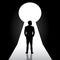 Businessman silhouette standing front of door keyhole,man in sui