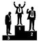 Businessman silhouettes on podium