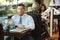 Businessman sitting in cafe