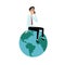 Businessman sitting on globe