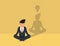 Businessman sitting in lotus pose.meditating, relaxing, calm down and manage stress..