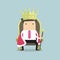 Businessman sitting on the throne with the crown like a king