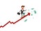 Businessman skateboard on growth arrow graph get a lot of money. Investment financial and success concept.