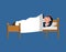 Businessman sleeping on bed. business men sleep under blanket. v